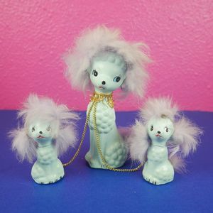 Puppy Dog Vintage Blue Poodle Figurines napcoware Japan 3